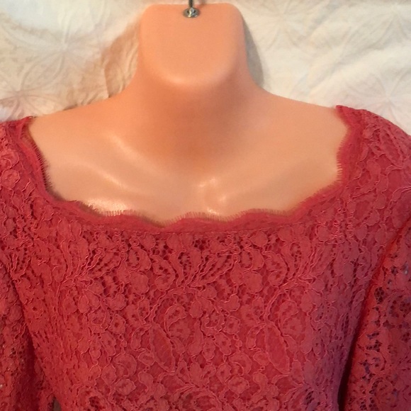 HP Adrianna Papell Coral Lace Event Dress | 14 - Picture 2 of 5